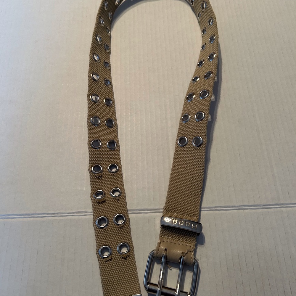 Tan Canvas Belt with Silver Buckle